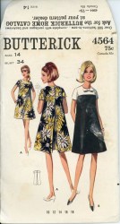 4564 BUTTERICK 1967  SHORT SLEEVE BACK PLEAT TENT DRESS, BOW PATTERN 12 32